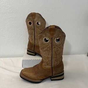 POTRERO Leather Square‎ Toe Embroidered Western Cowboy Boot Sz 5 Womens Rodeo